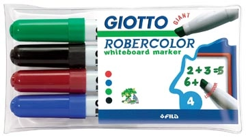 Een Giotto Robercolor whiteboardmarker maxi, schuine punt, etui met 4 stuks in geassorteerde kleuren koop je bij Muys Kantoor & Kado