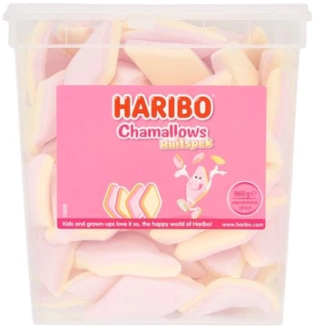 Een Haribo Chamallows Ruitspek, pot van 120 stuks koop je bij Muys Kantoor & Kado