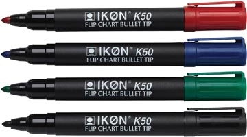 Een Ikon K50 flipchart marker, etui van 4 stuks in geassorteerde kleuren koop je bij Muys Kantoor & Kado