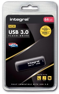 Een Integral USB stick 3.0, 64 GB, zwart koop je bij Muys Kantoor & Kado