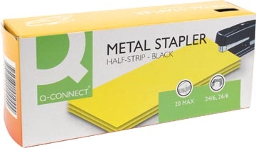 Een Q-CONNECT nietmachine half strip, 20 blad, metaal, zwart koop je bij Muys Kantoor & Kado