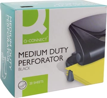 Een Q-CONNECT perforator Medium Duty, 20 blad, zwart koop je bij Muys Kantoor & Kado