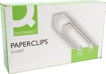 Een Q-CONNECT papierklemmen, 32 mm, doos van 100 stuks koop je bij Muys Kantoor & Kado