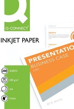 Een Q-CONNECT inkjet papier, ft A4, 100 g, pak van 200 vel, wit koop je bij Muys Kantoor & Kado