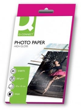 Een Q-CONNECT fotopapier, ft 10 x 15 cm, 260 g, pak van 25 vel koop je bij Muys Kantoor & Kado