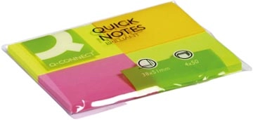 Een Q-CONNECT Quick Notes, ft 38 x 51 mm, 50 vel, pak van 4 blokken in neonkleuren koop je bij Muys Kantoor & Kado