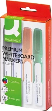 Een Q-CONNECT Premium whiteboard marker, ronde punt, set van 4 stuks in geassorteerde kleuren koop je bij Muys Kantoor & Kado