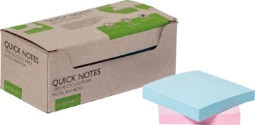 Een Q-CONNECT Quick Notes Recycled pastel, ft 76 x 76 mm, 100 vel, doos van 12 stuks in geassorteerde kleuren koop je bij Muys Kantoor & Kado