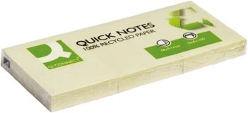 Een Q-CONNECT Quick Notes Recycled, ft 38 x 51 mm, 100 vel, pak van 3 blokken, geel koop je bij Muys Kantoor & Kado