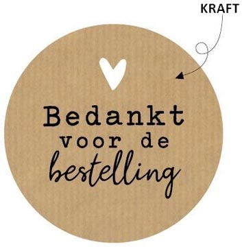 Een KP etiket "Bedankt voor de bestelling", kraft, diameter 50 mm, rol van 250 stuks koop je bij Muys Kantoor & Kado