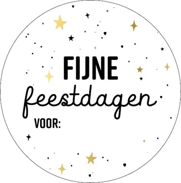 Een KP etiket "Fijne Feestdagen voor", diameter 40 mm, rol van 250 stuks koop je bij Muys Kantoor & Kado