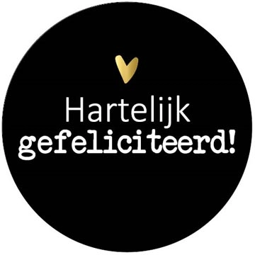 Een KP etiket "Hartelijk gefeliciteerd", diameter 40 mm, rol van 250 stuks koop je bij Muys Kantoor & Kado