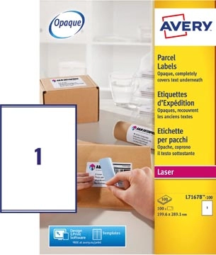 Een Avery L7167B-100 BlockOut zelfklevende etiketten QuickPeel, ft 199,6 x 289,1 mm (b x h), 100 etiketten koop je bij Muys Kantoor & Kado