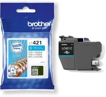 Een Brother inktcartridge, 200 pagina's, OEM LC-421C, cyaan koop je bij Muys Kantoor & Kado