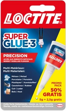 Een Loctite Secondelijm Super Glue Precision, 5 g + 50 % gratis, op blister koop je bij Muys Kantoor & Kado