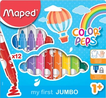 Een Maped viltstift Color'Peps Jumbo Early Age, etui van 12 stuks, assorti koop je bij Muys Kantoor & Kado