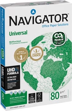 Een Navigator Universal CO2-neutraal papier, ft A4, 80 g, pak van 500 vel koop je bij Muys Kantoor & Kado