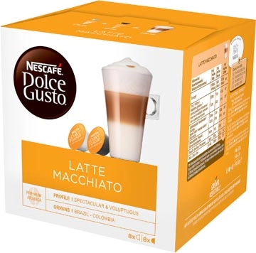 Een Nescafé Dolce Gusto koffiecapsules, Latte Macchiato, pak van 16 stuks koop je bij Muys Kantoor & Kado