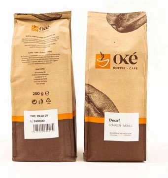 Een Oké koffie, gemalen, pak van 250 g, Deca koop je bij Muys Kantoor & Kado