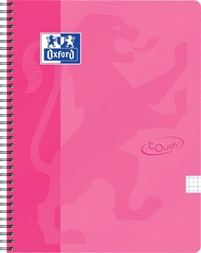 Een Oxford School Touch spiraalblok, ft A4, 140 bladzijden, geruit 5 mm, roze koop je bij Muys Kantoor & Kado