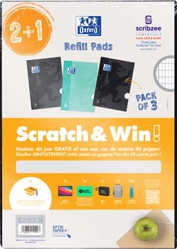 Een Oxford School cursusblok, ft A4, 100 vel, assorti, commercieel geruit, 2 + 1 gratis, Scratch & Win koop je bij Muys Kantoor & Kado