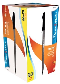 Een Paper Mate balpen InkJoy 100 met dop, zwart, doos 80 + 20 gratis koop je bij Muys Kantoor & Kado