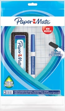 Een Paper Mate whiteboardmarker met fijne punt, set van 3 stuks, blauw koop je bij Muys Kantoor & Kado