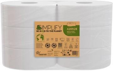 Een Papernet toiletpapier Simplify Maxi Jumbo, 2-laags, 1305 vellen, pak van 6 rollen koop je bij Muys Kantoor & Kado