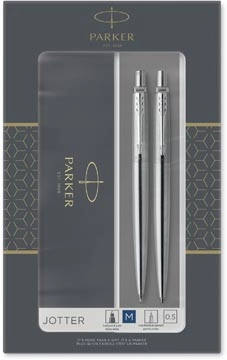 Een Parker Jotter giftbox duoset, balpen en vulpotlood, zilver CT koop je bij Muys Kantoor & Kado