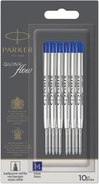 Een Parker Quinkflow vulling voor balpen, medium, blauw, blister met 10 stuks koop je bij Muys Kantoor & Kado