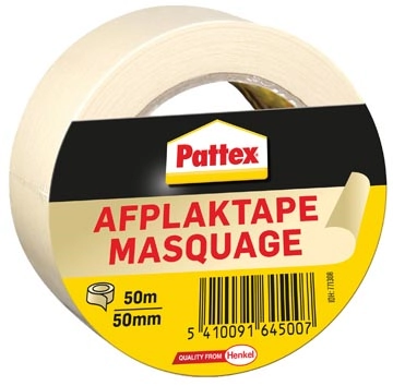 Een Pattex afplaktape, lengte 50 m, breedte 50 mm koop je bij Muys Kantoor & Kado