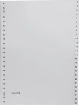 Een Pergamy tabbladen, ft A4, 23-gaatsperforatie, grijze PP, set 1-52 koop je bij Muys Kantoor & Kado