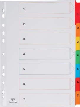 Een Pergamy tabbladen met indexblad, ft A4, 11-gaatsperforatie, geassorteerde kleuren, set 1-7 koop je bij Muys Kantoor & Kado