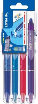 Een Pilot intrekbare roller FriXion Ball Clicker 2 Go, medium punt, 0,7 mm, blister met 4 stuks koop je bij Muys Kantoor & Kado