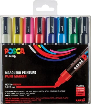 Een Posca paintmarker PC-5M, set van 8 markers in geassorteerde basiskleuren koop je bij Muys Kantoor & Kado