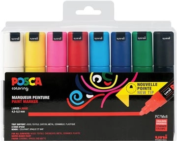 Een Posca paintmarker PC-7M, set van 8 markers in geassorteerde basiskleuren koop je bij Muys Kantoor & Kado