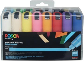 Een Posca paintmarker PC-8K, etui met 16 stuks in geassorteerde kleuren koop je bij Muys Kantoor & Kado