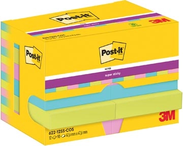 Een Post-It Super Sticky Notes Cosmic, 90 vel, ft 47,6 x 47,6 mm, pak van 12 blokken koop je bij Muys Kantoor & Kado