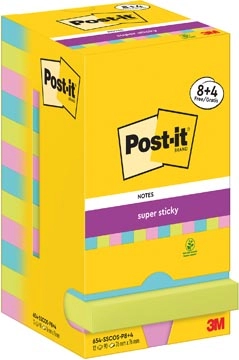 Een Post-It Super Sticky Notes Cosmic, 90 vel, ft 76 x 76 mm, 8 + 4 GRATIS koop je bij Muys Kantoor & Kado