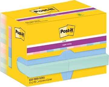 Een Post-It Super Sticky Notes Soulful, 90 vel, ft 47,6 x 47,6 mm, pak van 12 blokken koop je bij Muys Kantoor & Kado