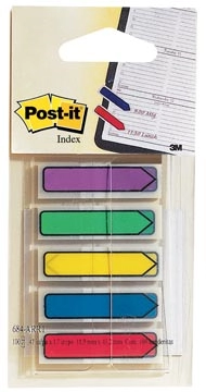 Een Post-it Index pijltjes, blister met 5 kleuren, 24 blaadjes per kleur koop je bij Muys Kantoor & Kado