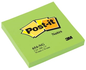 Een Post-it Notes, 100 vel, ft 76 x 76 mm, neongreon koop je bij Muys Kantoor & Kado