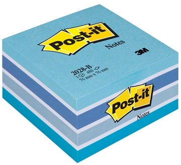 Een Post-it Notes kubus, 450 vel, ft 76 x 76 mm, blauw koop je bij Muys Kantoor & Kado