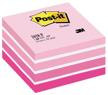 Een Post-it Notes kubus, 450 vel, t 76 x 76 mm, roze koop je bij Muys Kantoor & Kado