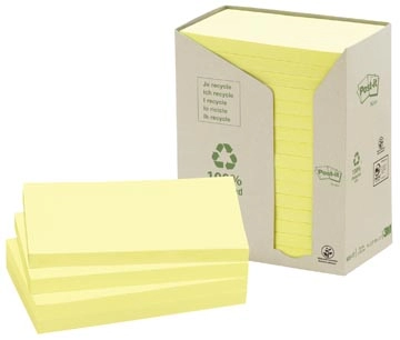 Een Post-it Recycled notes, 100 vel, ft 76 x 127 mm, geel, pak van 16 blokken koop je bij Muys Kantoor & Kado