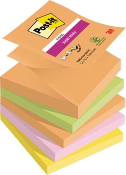 Een Post-it Super Sticky Z-notes Boost, 90 vel, ft 76 x 76 mm, geassorteerde kleuren, pak van 5 blokken koop je bij Muys Kantoor & Kado