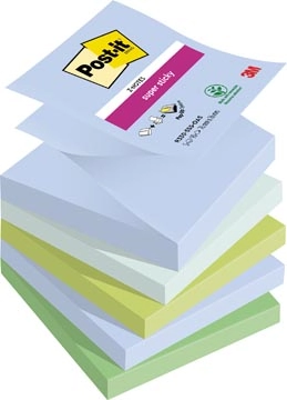 Een Post-it Super Sticky Z-notes Oasis, 90 vel, ft 76 x 76 mm, geassorteerde kleuren, pak van 5 blokken koop je bij Muys Kantoor & Kado