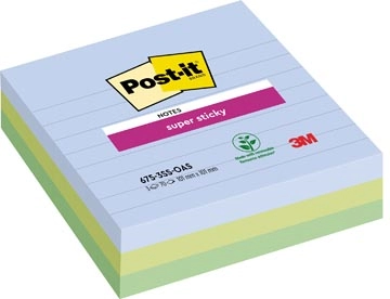 Een Post-it Super Sticky notes XL Oasis, 70 vel, ft 101 x 101 mm, gelijnd, assorti, pak van 3 blokken koop je bij Muys Kantoor & Kado