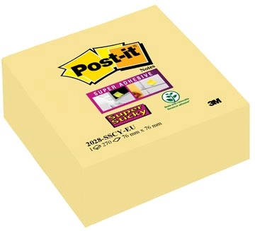 Een Post-it Super Sticky notes kubus, 270 vel, ft 76 x 76 mm, geel koop je bij Muys Kantoor & Kado