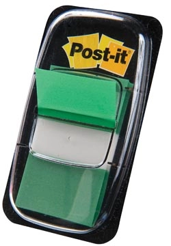 Een Post-it index standaard, ft 24,4 x 43,2 mm, houder met 50 tabs, groen koop je bij Muys Kantoor & Kado